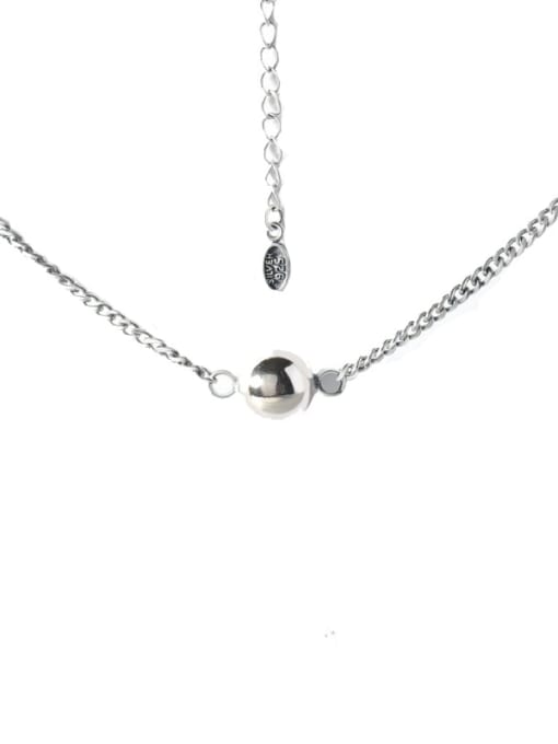 Sterling Silver Beads Necklace 925 Sterling Silver Bead Round Minimalist Pendant Necklace