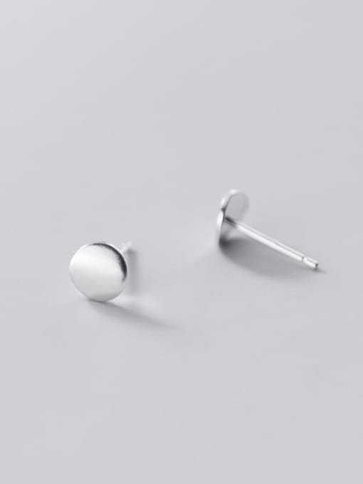 Rosh 925 Sterling Silver smooth Round Minimalist Stud Earring 2