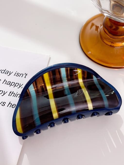 Striped blue  yellow dark coffee 8.8cm Cellulose Acetate Trend Geometric Alloy Jaw Hair Claw