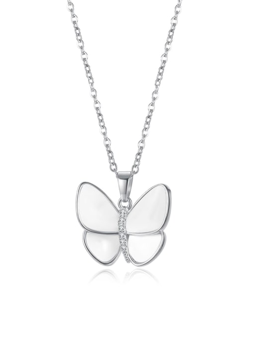 Steel single Necklace Brass Shell  Minimalist Butterfly  Earring and Necklace Set