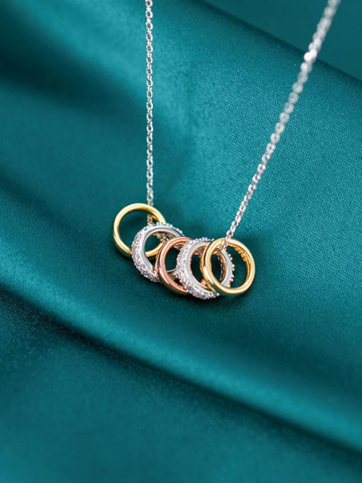 Rosh 925 Sterling Silver Rhinestone Fashion Diamonds Multiple Color Rings Pendants Necklace 0