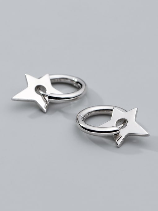 Rosh 925 Sterling Silver Pentagram Minimalist Huggie Earring 2