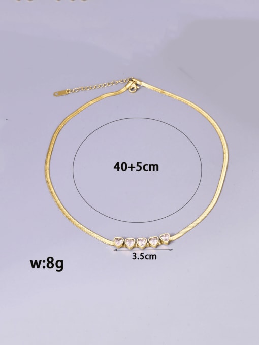 A TEEM Titanium Steel Glass Stone Heart Hip Hop Snake Bone Chain Necklace 3