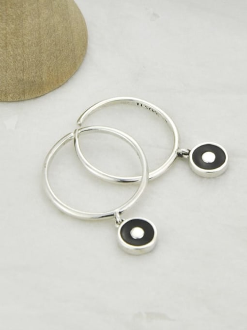 SHUI Vintage  Sterling Silver With Platinum Plated Simplistic Round Free Size Rings 2