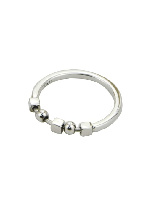 platinum Vintage Sterling Silver With Platinum Plated Simplistic Smooth Geometric Free Size Rings