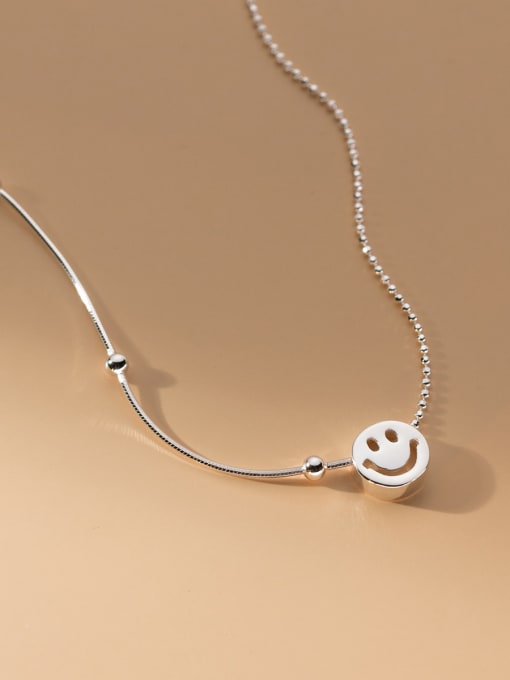 Rosh 925 Sterling Silver Smiley Minimalist Necklace 1