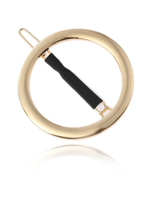 Wide edge, gold, black leather tube Alloy Minimalist Round Hair Pin