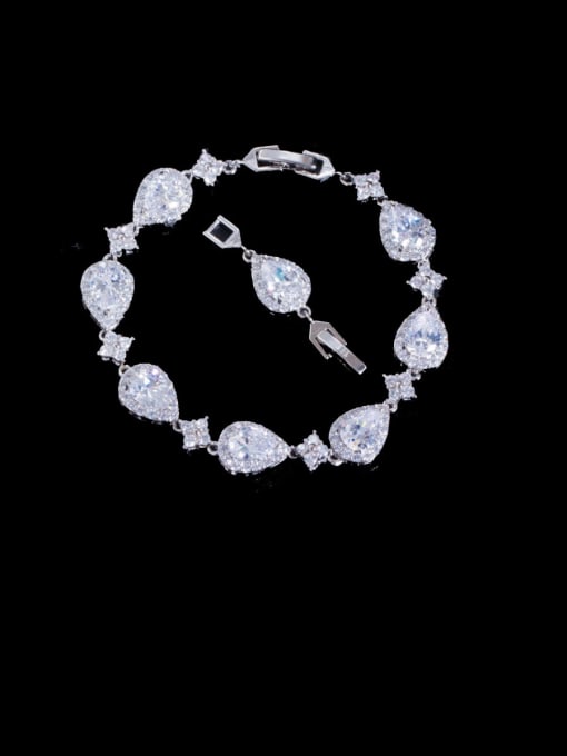 platinum Brass Cubic Zirconia Water Drop Luxury Bracelet