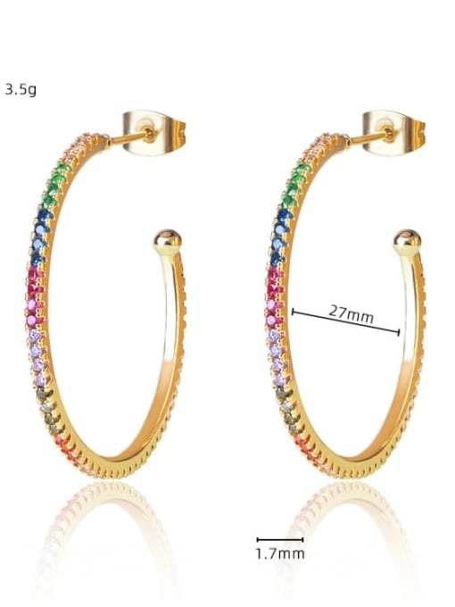 DUDU Brass Cubic Zirconia Round Luxury Hoop Earring 2