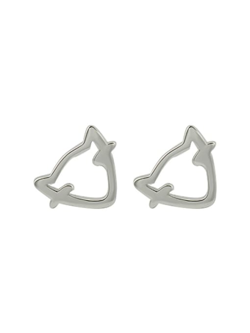 XBOX 925 Sterling Silver  Hollow Cat Minimalist Stud Earring 0