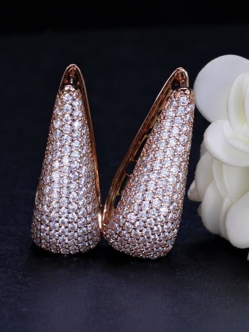 rose gold Brass Cubic Zirconia Geometric Luxury Stud Earring