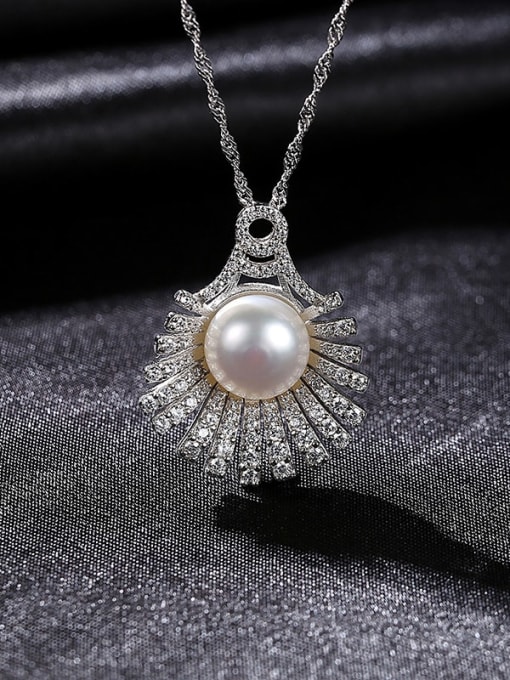 W 7F05 925 Sterling Silver Freshwater Pearl Irregular Luxury Necklace