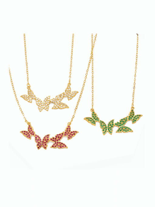 CC Brass Cubic Zirconia Butterfly Hip Hop Necklace 0