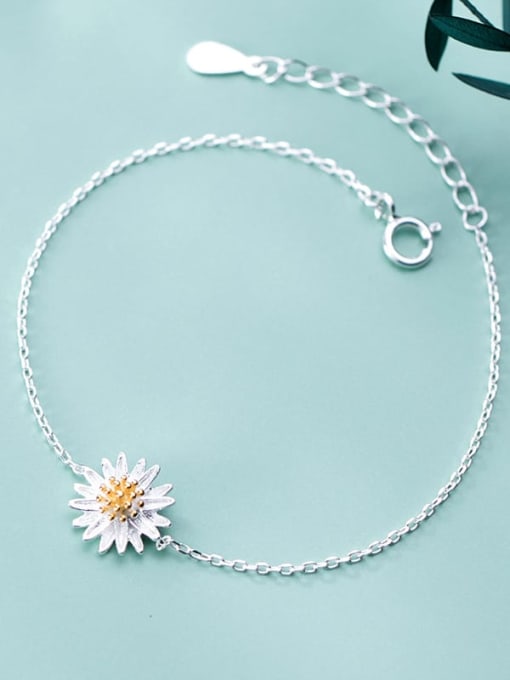 Rosh 925 Sterling Silver Flower Minimalist Link Bracelet