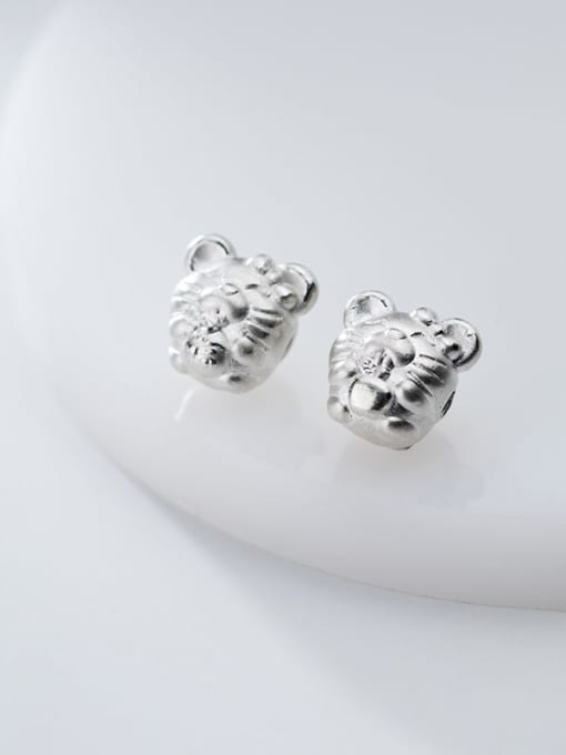 FAN 999 Fine Silver With White Gold Plated Cute  Mouse Beads Diy Accessories 2