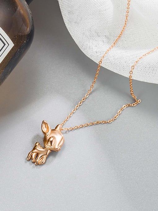 Pendant with rose gold chain 925 Sterling Silver Deer Minimalist Necklace