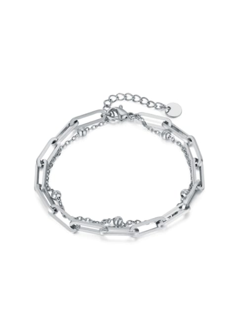 GS1426B Steel Titanium Steel Geometric Chain Hip Hop Link Bracelet