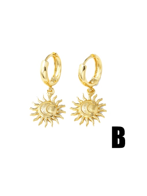 B Brass Cubic Zirconia Sea Star Hip Hop Huggie Earring
