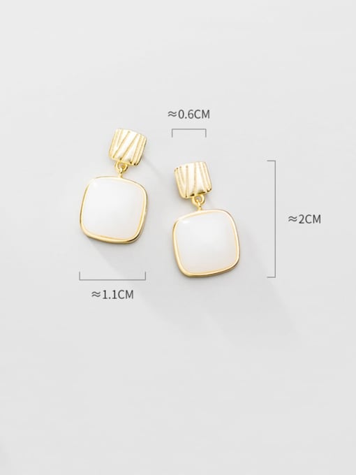 Rosh 925 Sterling Silver With Gold Plated Minimalist Square Minimalist Drop Earrings 3