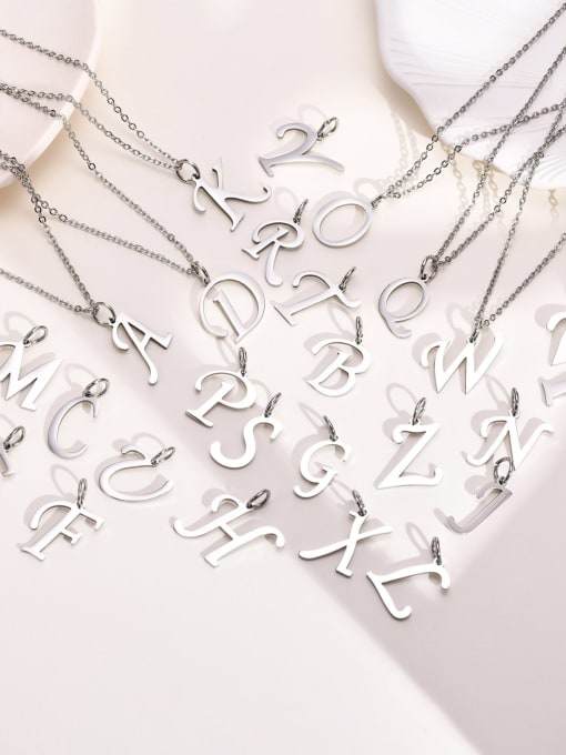Steel color pendant without chain Stainless steel Minimalist Letter Pendant
