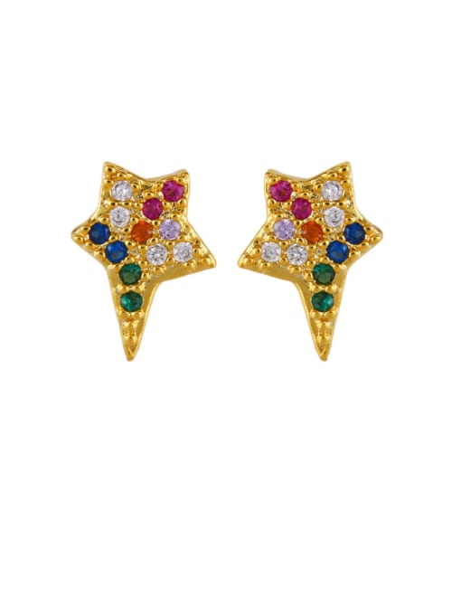 stars Brass Cubic Zirconia Star Vintage Stud Earring