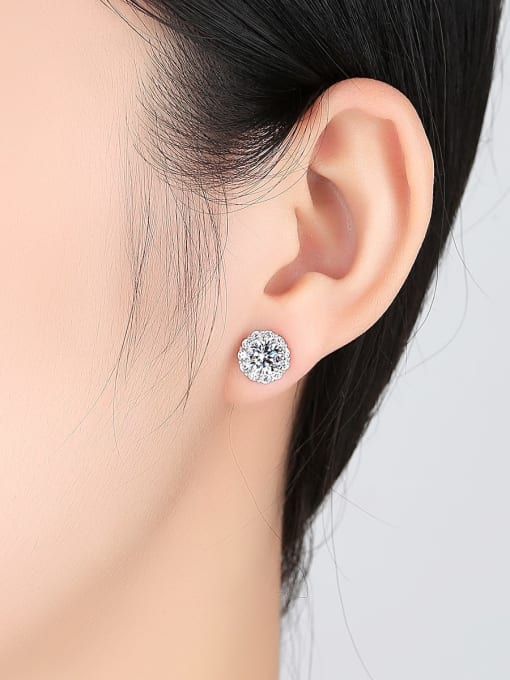 CCUI 925 Sterling Silver Cubic Zirconia White Round Trend Stud Earring 1