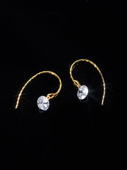 Gold 925 Sterling Silver Cubic Zirconia Geometric Minimalist Hook Earring