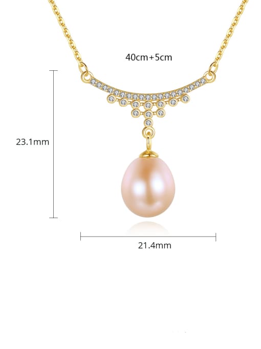CCUI 925 Sterling Silver Imitation Pearl Water Drop Dainty Necklace 2