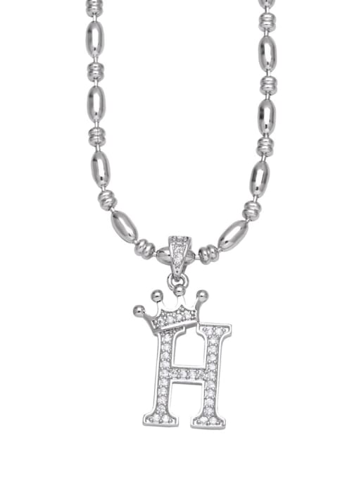 H Brass Cubic Zirconia Crown Minimalist Lariat Necklace
