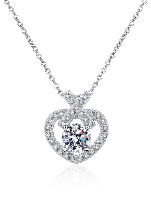 MOISS 925 Sterling Silver Moissanite Heart Dainty Necklace 3