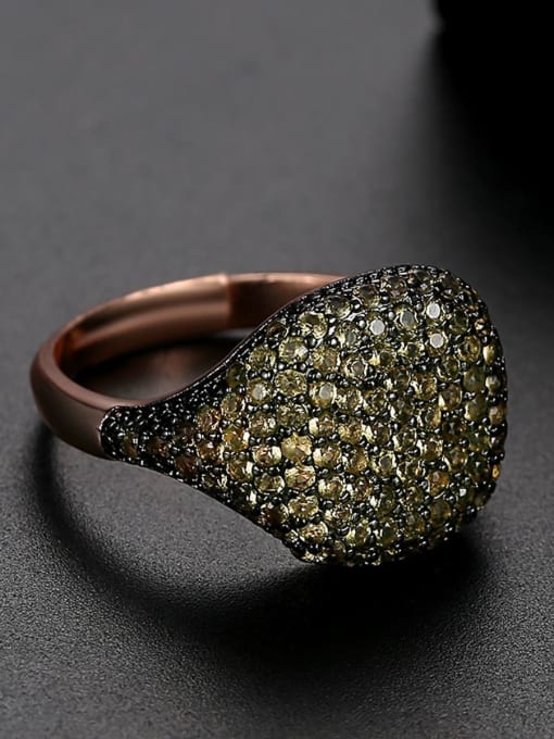 BLING SU Copper Rhinestone Full Diamond Geometric Minimalist Free Size Band Ring 3