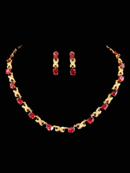 L.WIN Brass Cubic Zirconia Luxury Cross Earring and Necklace Set 1