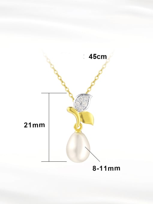 RINNTIN 925 Sterling Silver Freshwater Pearl Water Drop Minimalist Necklace 3