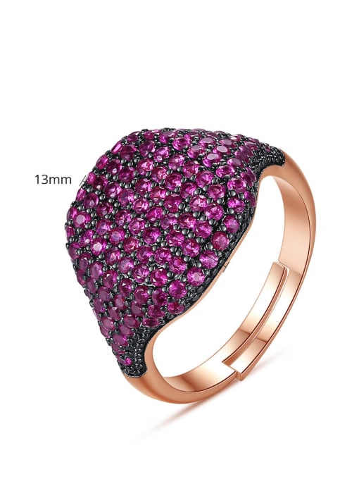 BLING SU Copper Rhinestone Full Diamond Geometric Minimalist Free Size Band Ring 4