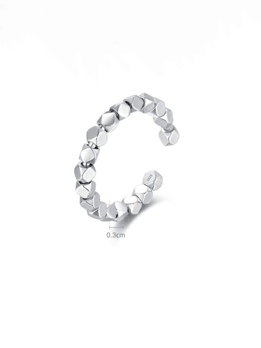 MODN 925 Sterling Silver Geometric Bead Dainty Band Ring 2