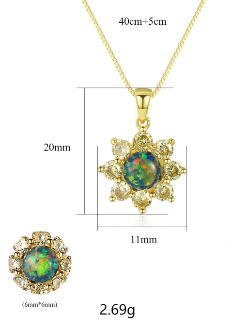 CCUI 925 Sterling Silver Simple Opal Inlaid Zircon Sun Flower  Necklace 4