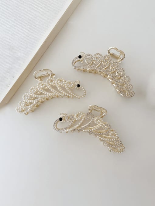 Chimera Alloy Imitation Pearl Trend  Peacock Jaw Hair Claw