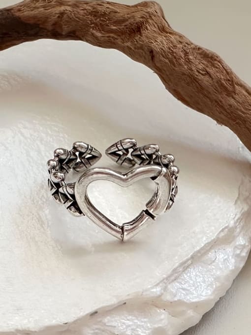 Boomer Cat 925 Sterling Silver Heart Vintage Band Ring