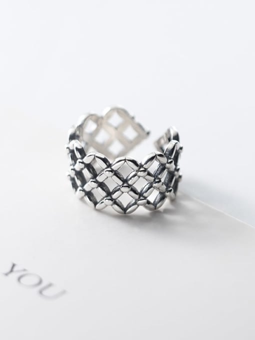 Rosh 925 Sterling Silver Hollow Geometric Vintage Band Ring 2