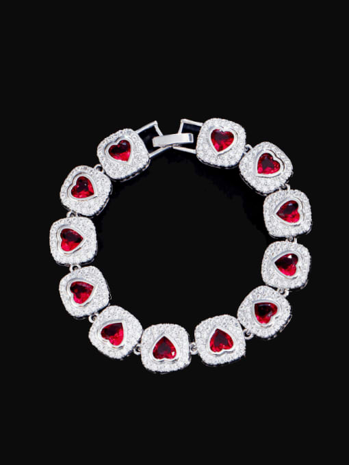 L.WIN Brass Cubic Zirconia Multi Color Geometric Heart Luxury Bracelet 2