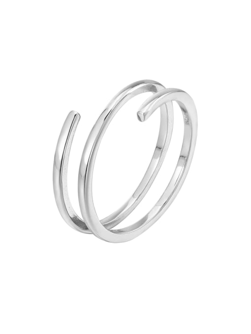 Platinum 925 Sterling Silver Geometric Minimalist Stackable Ring