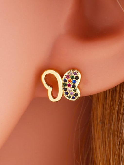 CC Brass Cubic Zirconia Flower Vintage Stud Earring 1