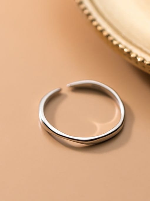 Rosh 925 Sterling Silver Geometric  Line Minimalist Band Ring 1