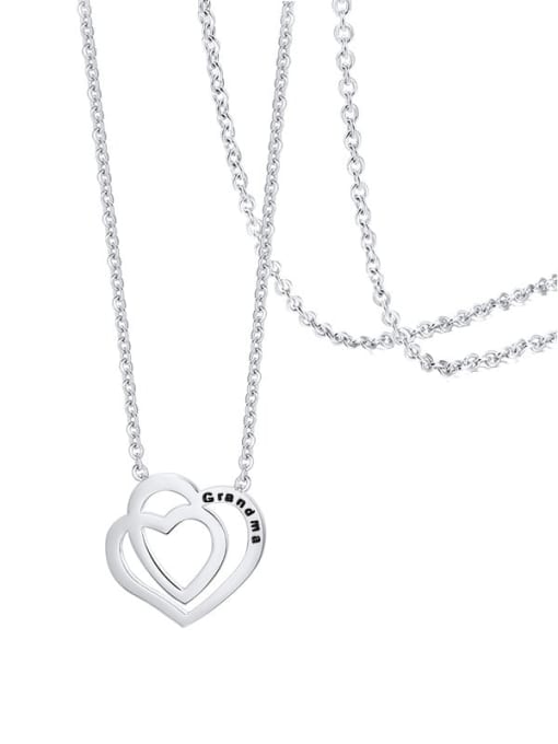 CONG Titanium Steel Hollow Heart Minimalist Necklace 0