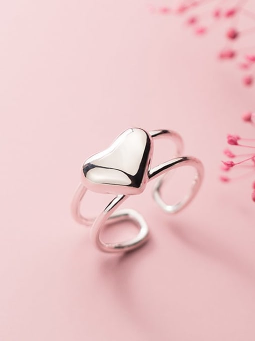 Rosh 925 Sterling Silver Heart Minimalist Stackable Ring 2