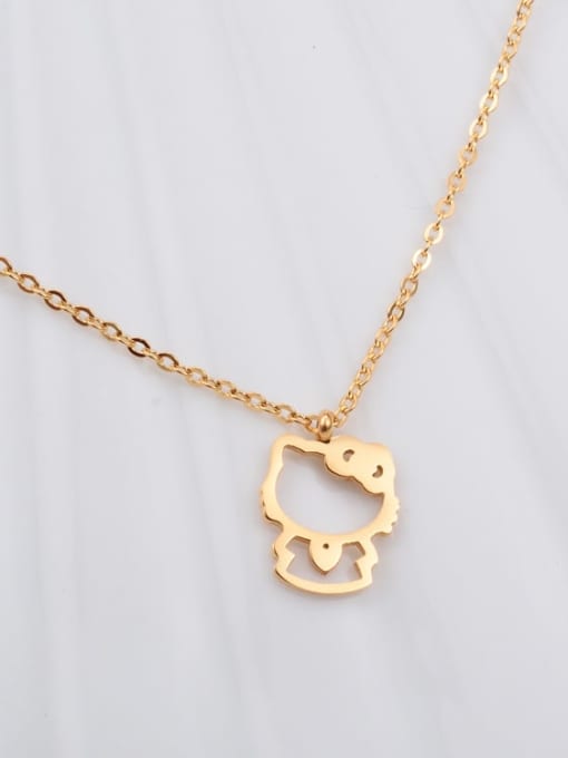 A TEEM Titanium Cartoon Hollow cat Necklace