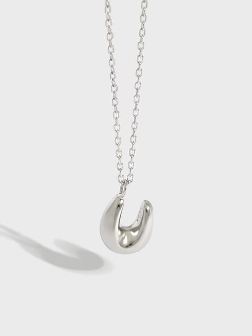 DAKA 925 Sterling Silver Geometric Minimalist U shape Pendant Necklace 0
