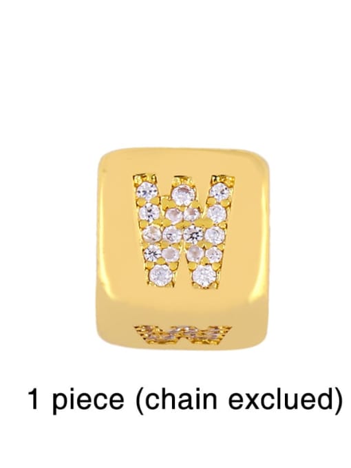 W Brass Cubic Zirconia square  Letter Minimalist Adjustable Bracelet
