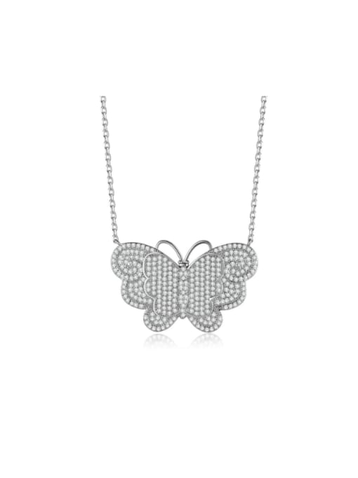 N22091810 Brass Cubic Zirconia Butterfly Dainty Necklace