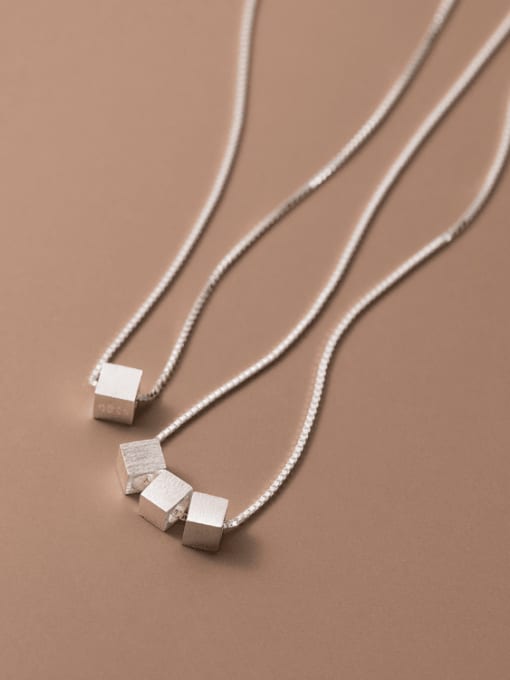 Rosh 925 Sterling Silver Smooth Square Minimalist Necklace 4